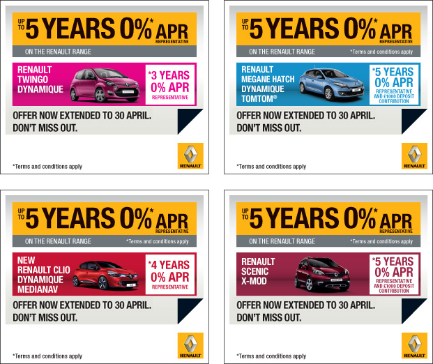 Up to 5 Years 0% APR on New Renault Cars