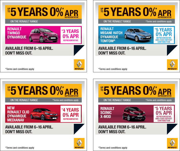 Up to 5 Years 0% APR on New Renault Cars