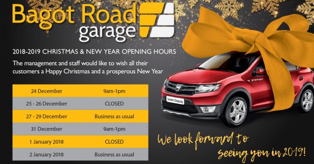 Bagot Road Opening TImes Chrsitmas and New Year 2018-2019